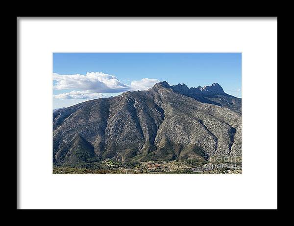 Mountain Landscape Framed Print featuring the photograph Sierra de Bernia mountain ridge and clouds by Adriana Mueller