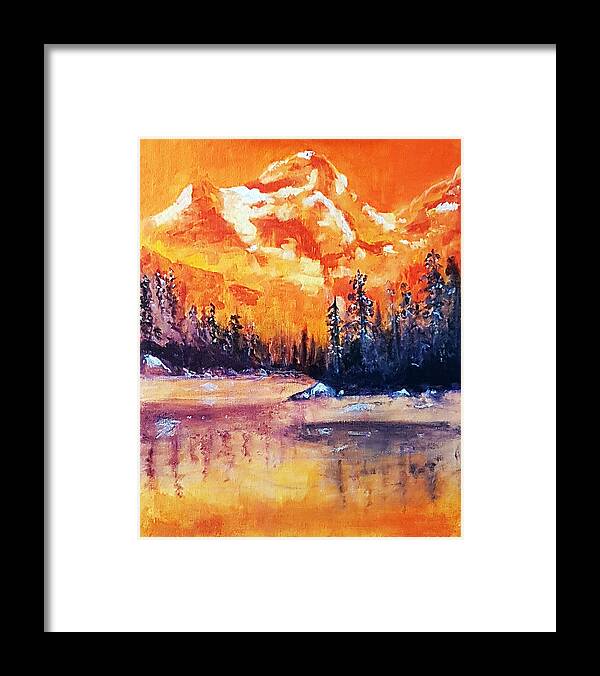 Nature Framed Print featuring the painting Mountain Rise by Rose Lewis