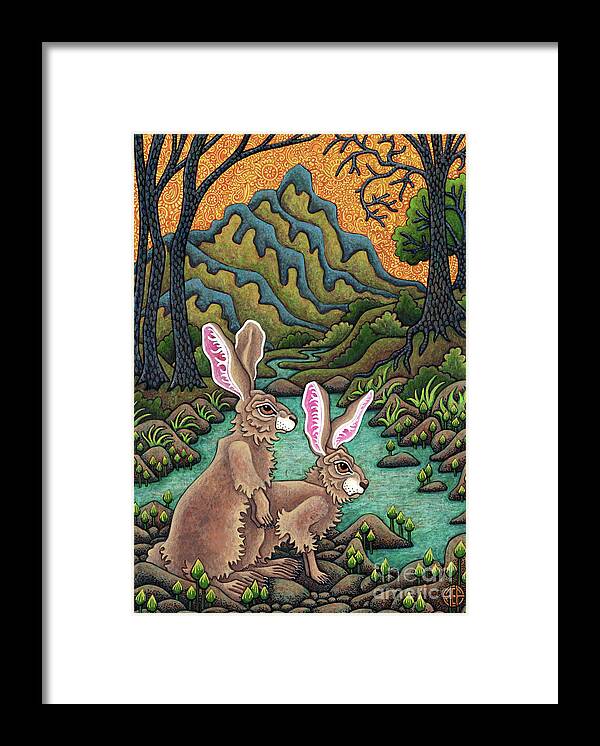 Hare Framed Print featuring the painting Mountain Valley Mystery by Amy E Fraser