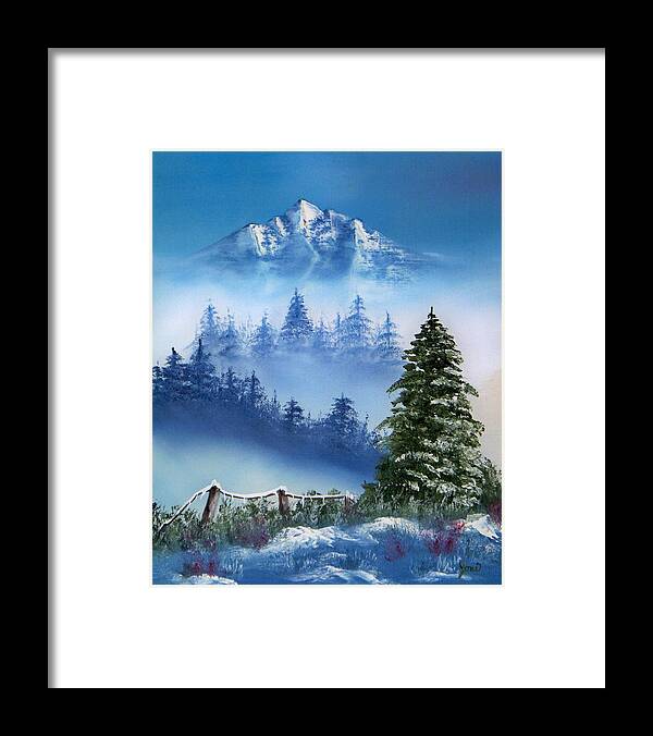 Christmas Framed Print featuring the painting Mountain Winter by Joni McPherson