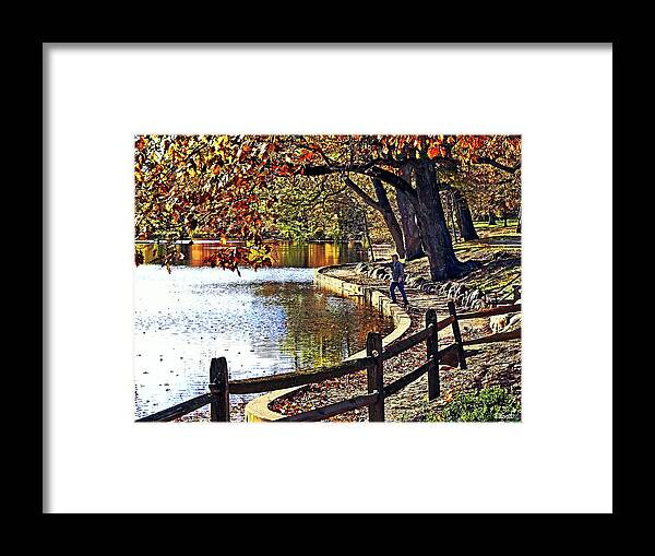 New Jersey Framed Print featuring the photograph Mountainside NJ - Fishing in Echo Lake Park by Susan Savad