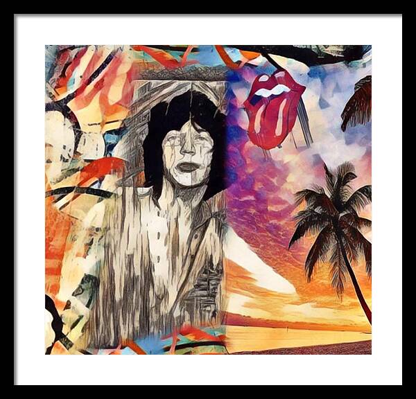 Mick Jagger Framed Print featuring the mixed media Moves like Jagger by Jayime Jean