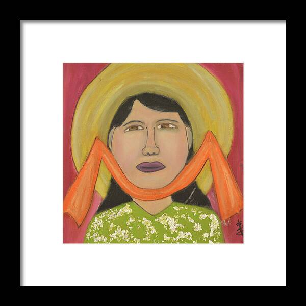 Women Framed Print featuring the painting Ms Lan and the Hat by Anita Hummel