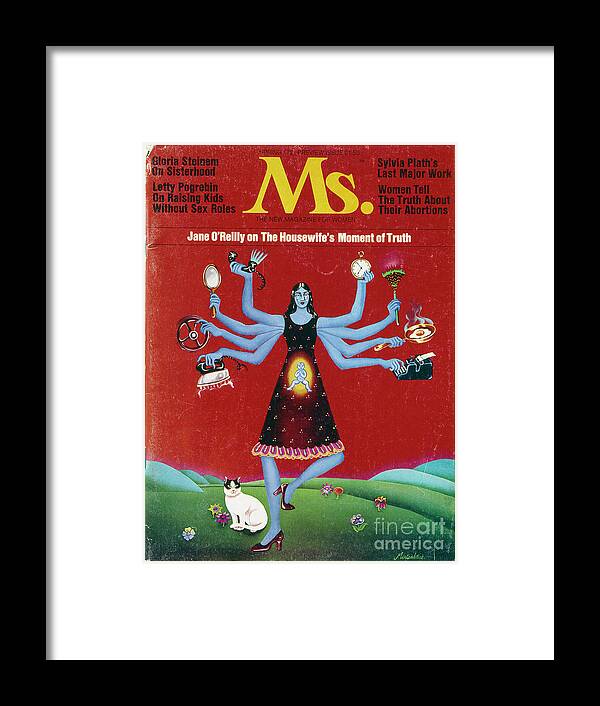 1972 Framed Print featuring the drawing Ms. Magazine, 1972 by Granger