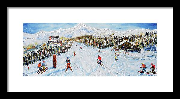 Saulire Framed Print featuring the painting Mt Blanc La Plagne to Les Arcs by Pete Caswell