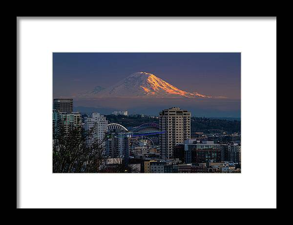 Mountain Framed Print featuring the photograph Mt Rainier is Near Here by Ken Stanback
