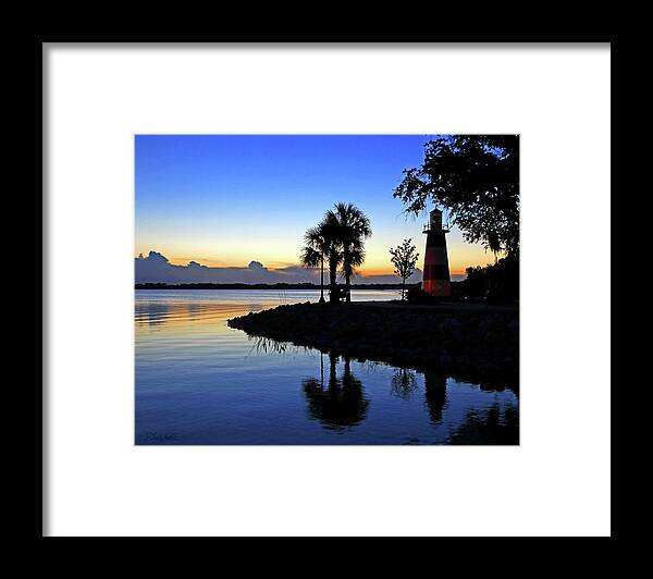 Lighthouse Framed Print featuring the photograph Mt.Dora Lighthouse at Sunset by Shara Abel