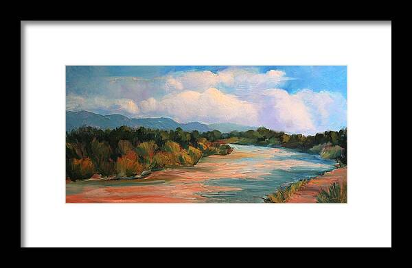 Plein Air Framed Print featuring the painting Muddy River after the Rain by Marian Berg