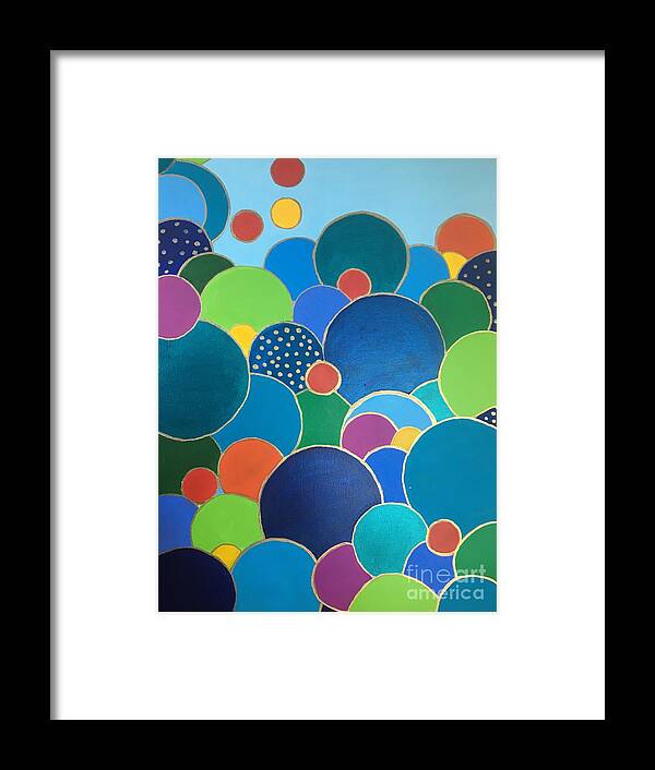 Bubbles Framed Print featuring the painting Multi-color Bubbles by Debora Sanders