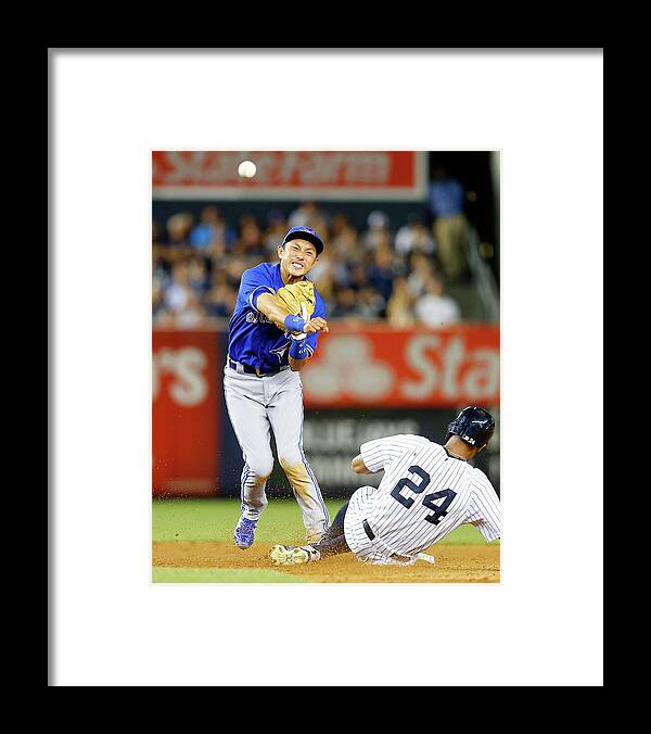 Double Play Framed Print featuring the photograph Munenori Kawasaki and Chris Young by Jim Mcisaac