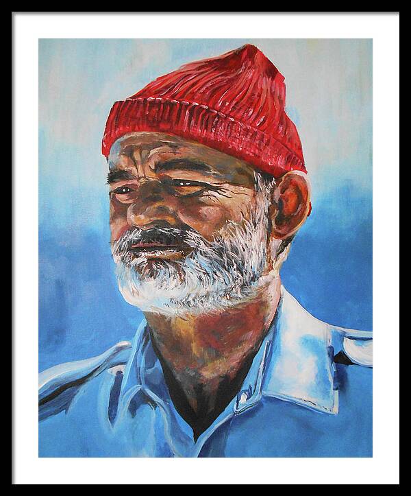 Life Aquatic Art Framed Print featuring the painting Murray as Zissou by Kevin J Cooper Artwork