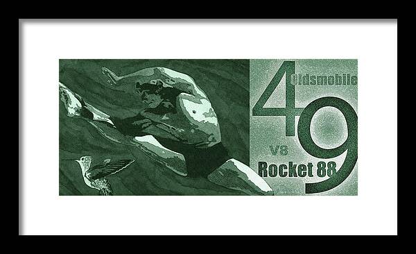 Muscle Cars Framed Print featuring the digital art Muscle Cars / 49 Rocket 88 by David Squibb