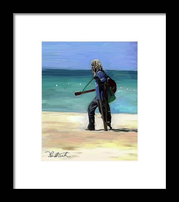 Beach Framed Print featuring the digital art Music Man by D Powell-Smith