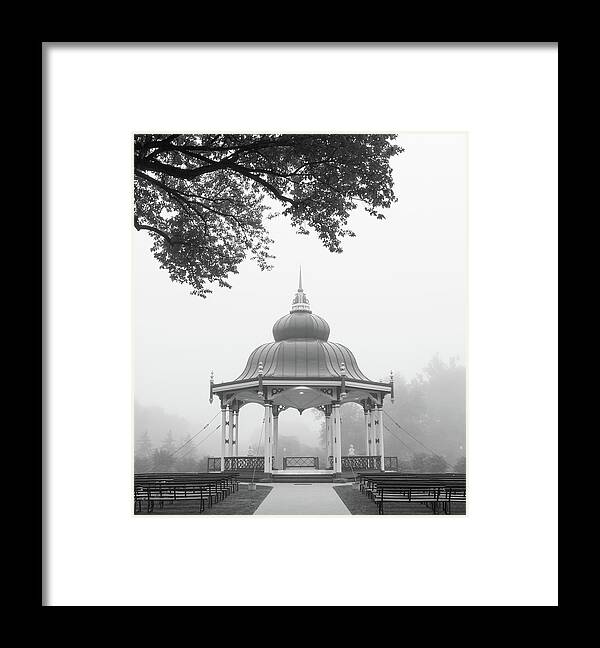 Tower Grove Framed Print featuring the photograph Music Stand in fog by Scott Rackers