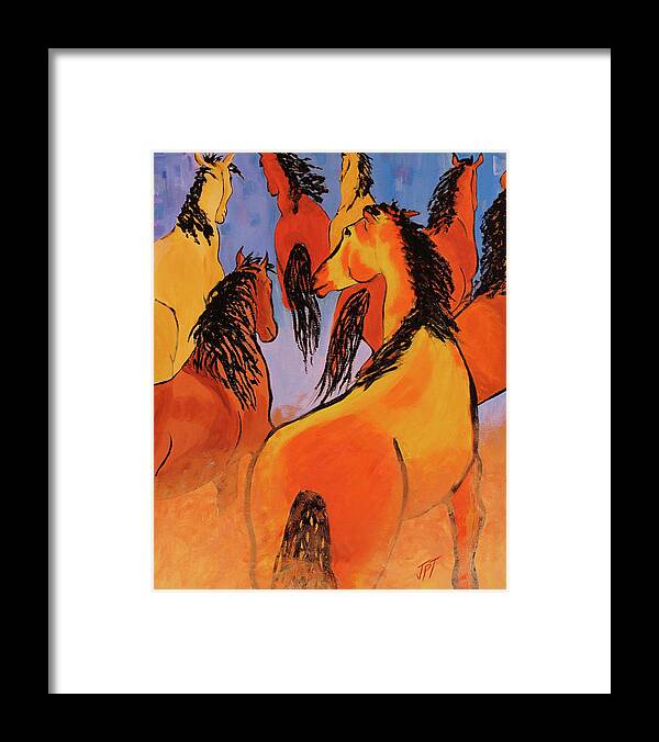 Mustang Horses Framed Print featuring the painting Mustangs on the Move by Listen To Your Horse