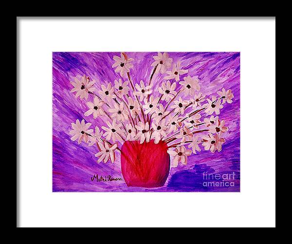 Daisy Framed Print featuring the painting My Daisies by Ramona Matei