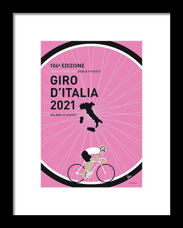 2021 Framed Print featuring the digital art My Giro Ditalia Minimal Poster 2021 by Chungkong Art