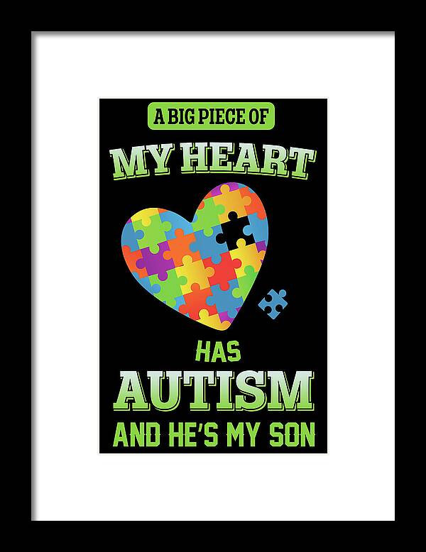 My Framed Print featuring the digital art My Heart Has Autism Canvas Poster by Julien