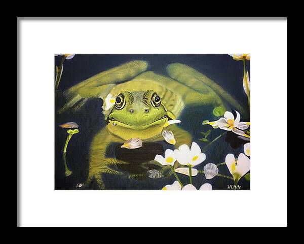 Frog Framed Print featuring the pastel My Prince by Marlene Little