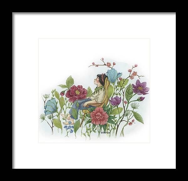 Soosh Framed Print featuring the drawing My sweet garden by Soosh