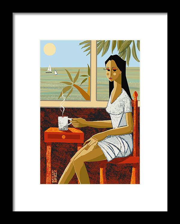 Vacation Framed Print featuring the painting My Time by Oscar Ortiz
