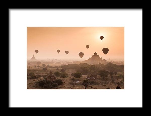 Tranquility Framed Print featuring the photograph Myanmar - Misty dawn over ancient Bagan by 117 Imagery