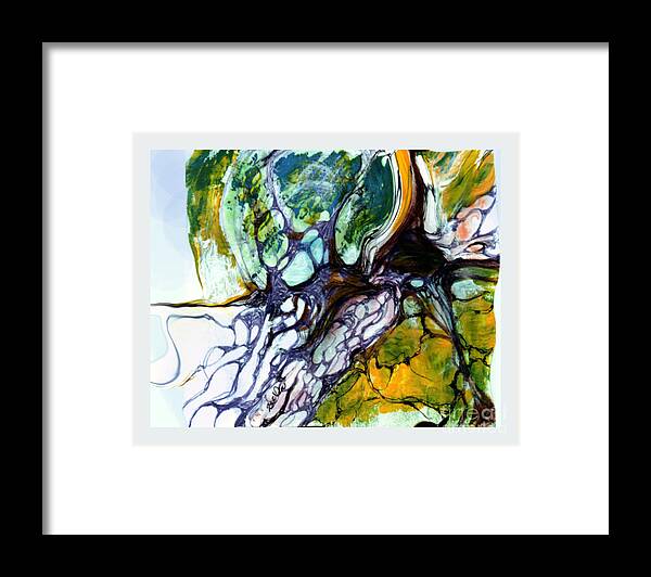 Neurographic Framed Print featuring the mixed media Mycelium Conversation Trees and a Windy Hill by Zsanan Studio