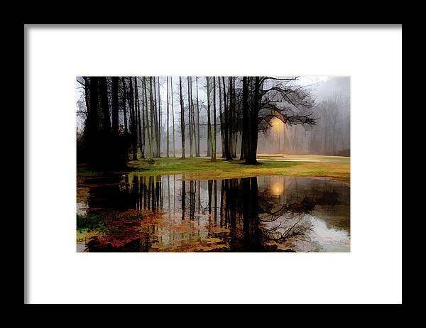Carolina Framed Print featuring the photograph Mysterious Forest Reflections Abstract Painting by Debra and Dave Vanderlaan