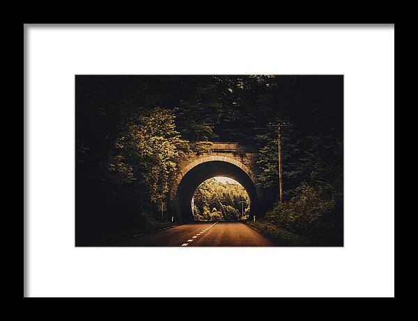 Tunnel Framed Print featuring the photograph Mysterious tunnel by Yasmina Baggili