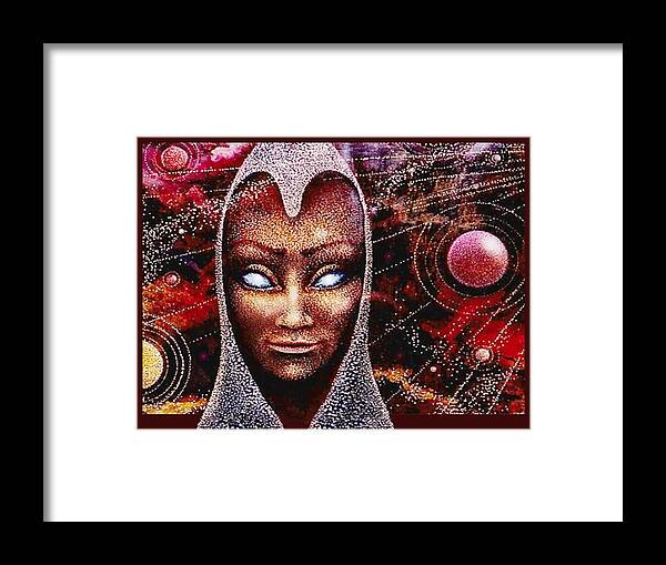 Planets Framed Print featuring the painting Mystery of The RED Universe by Hartmut Jager