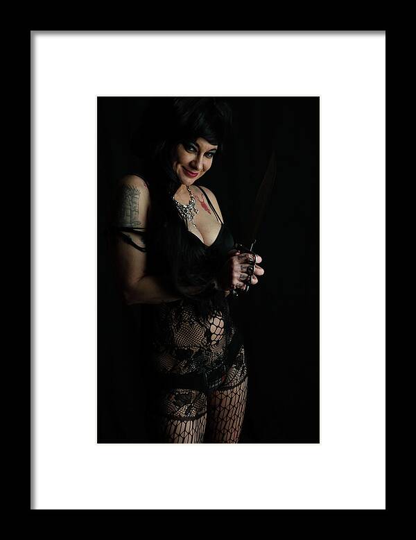 Elvira Framed Print featuring the photograph Mysti as Elvira by Cully Firmin