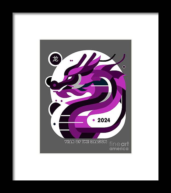 Year Of The Dragon 2024 Framed Print featuring the digital art Mystic Purple Dragon - Lunar New Year 2024 by Two Hivelys