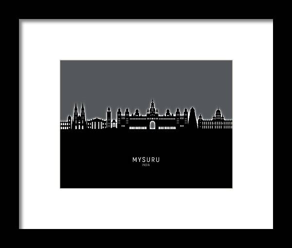 Mysuru Framed Print featuring the digital art Mysuru Skyline India #93 by Michael Tompsett