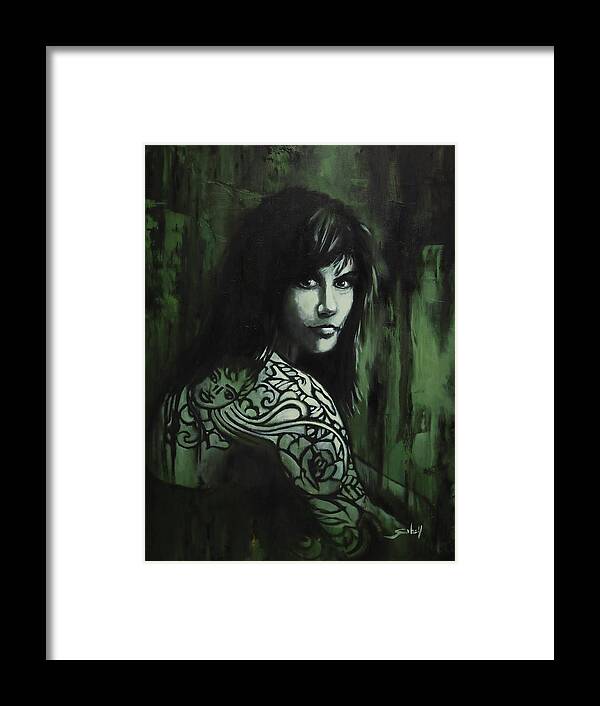 Girl Framed Print featuring the painting Nadine by Sv Bell