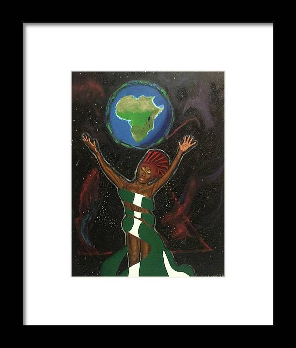Naija Framed Print featuring the painting Naija Queen by Sonye Locksmith