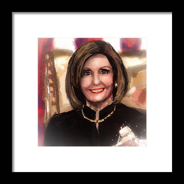 Nancy Pelosi Framed Print featuring the mixed media Nancy Pelosi Misty by Eileen Backman