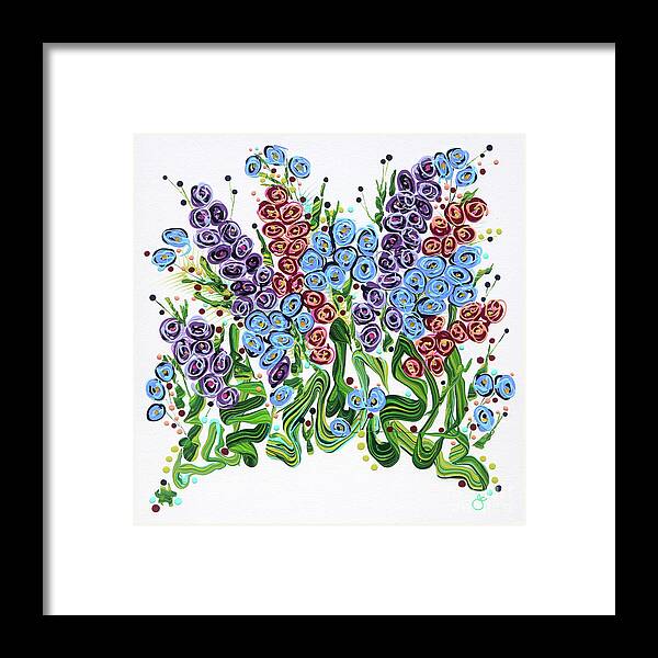 Fluid Acrylic Painting Framed Print featuring the painting Nanny's Garden by Jane Crabtree