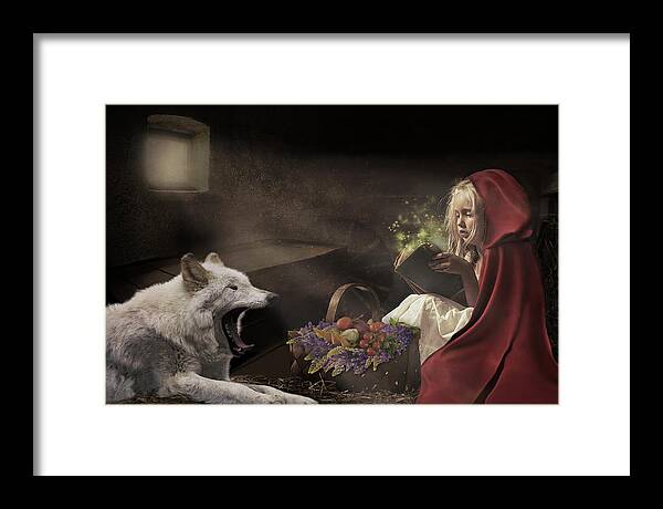 Wolf Framed Print featuring the digital art Naptime Story by Nicole Wilde