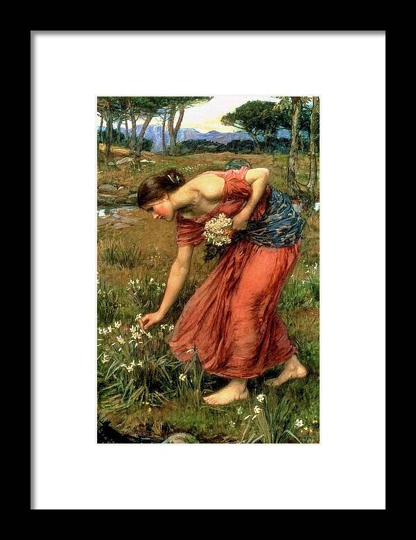 John William Waterhouse Framed Print featuring the painting Narcissus, 1912 by John William Waterhouse