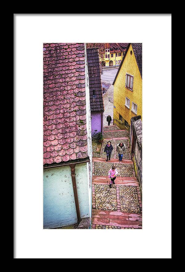 Narrow Street Framed Print featuring the photograph Narrow street in Breisach, Germany by Tatiana Travelways