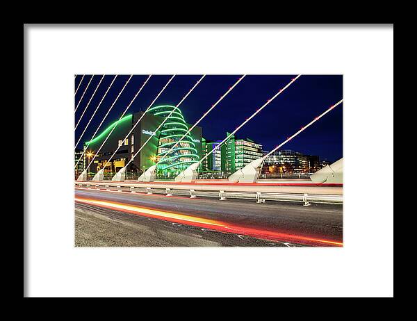 Dublin Framed Print featuring the photograph National Conference Centre by Night - Dublin by Barry O Carroll