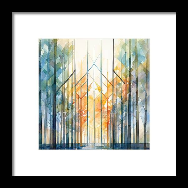 Line Art Framed Print featuring the painting Nature in the Fall Abstract Art by Lourry Legarde