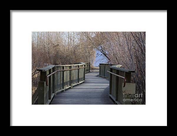Bridge Framed Print featuring the photograph Nature Park Wooden Bridge by Kae Cheatham