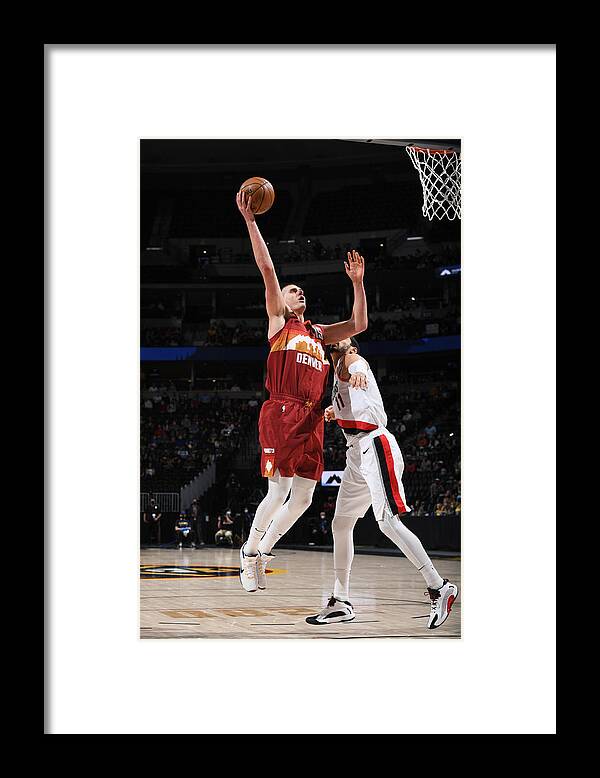 Playoffs Framed Print featuring the photograph NBA 2021 Playoffs - Portland Trail Blazers v Denver Nuggets by Garrett Ellwood