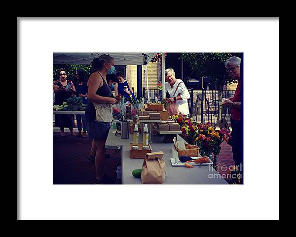 People Framed Print featuring the photograph Neighborhood Farmers Market - Color - Frank J Casella by Frank J Casella