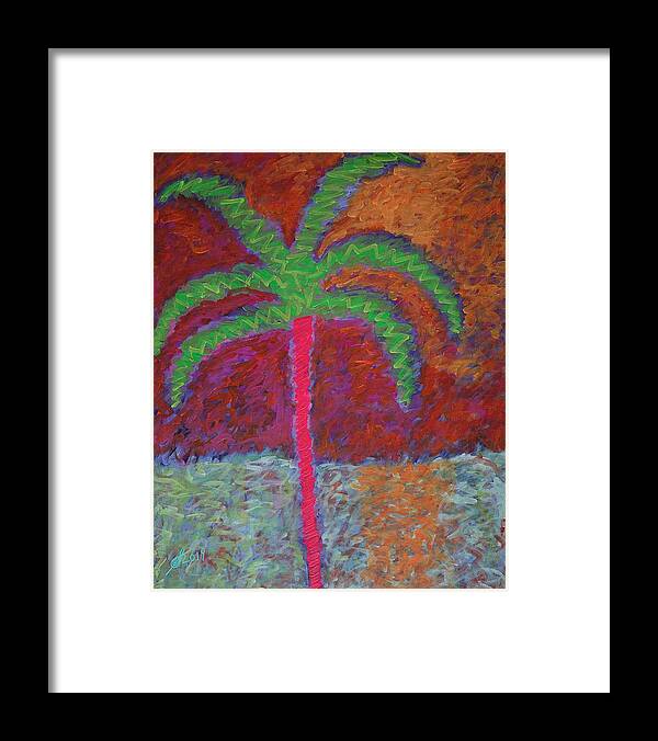 Palm Framed Print featuring the painting Neon Palm original painting by Sol Luckman