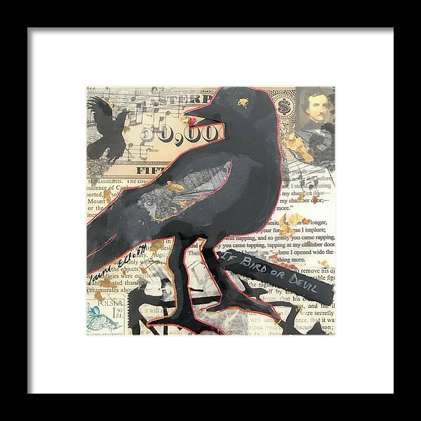 Poe Framed Print featuring the painting Nevermore by Elaine Elliott