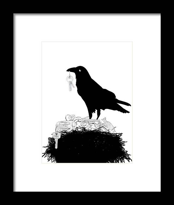 Crow Framed Print featuring the mixed media Nevermore to be Found by Moira Law