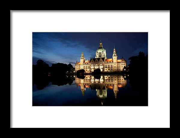 Tranquility Framed Print featuring the photograph New City Hall, Hannover by David Hannah