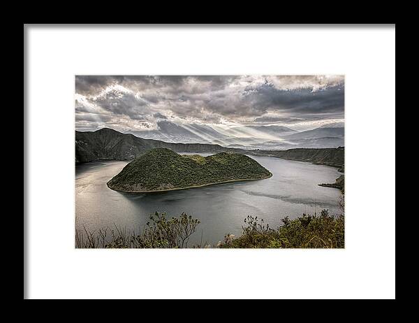 Andes Framed Print featuring the photograph New day at the Cuicocha lake by Henri Leduc